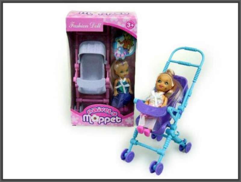 Doll 10cm with stroller Naively mappet