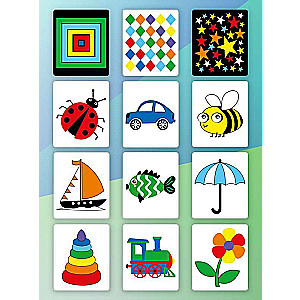 Set of developmental cards for children. Developing vision from 0 to 1 year 12 cards