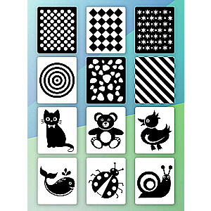 Set of developmental cards for children. Developing vision from 0 to 1 year 12 cards