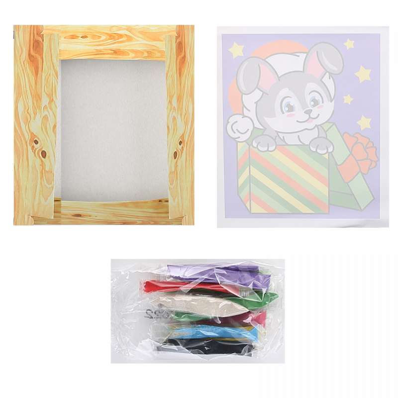 Mural. Sand Painting Bunny with Gifts
