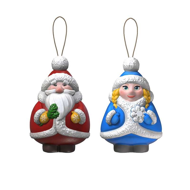 Painting Christmas Ornaments Father Frost and Snow Maiden
