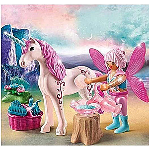 Figure Set - Fairy Caring for Unicorn, Pink