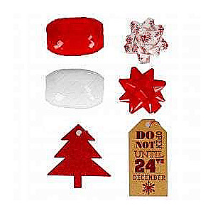 Christmas gift wrapping set ribbons 2 pcs./bows 6 pcs./cards 6 pcs. red/white