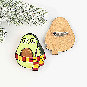 New Year Badge Avocado-dinosaur, 3.2 x 4 cm
