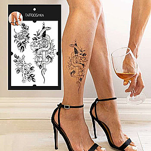 Tattoo - Temporary Sticker Snake with Flowers 15.5x21cm
