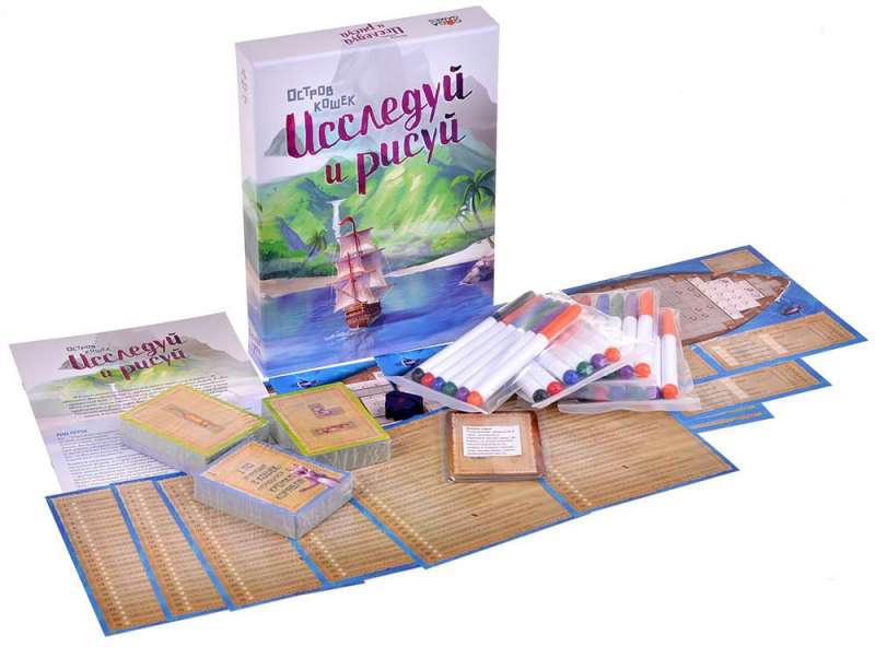 Board game - Isle of Cats. Explore and Draw
