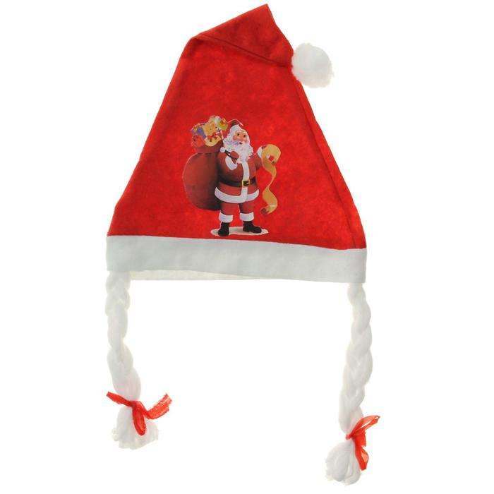 New Year's Cap Santa Claus with Braids, 40x27 cm, mix