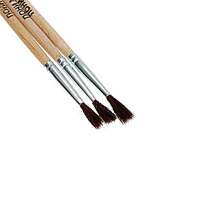 Set of pony round brushes 3 pieces No. 1, 2, 3 with wooden handles