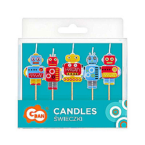 Robot Candle Set, 5 pcs