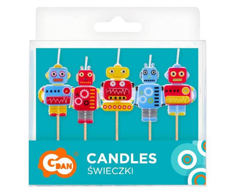 Robot Candle Set, 5 pcs