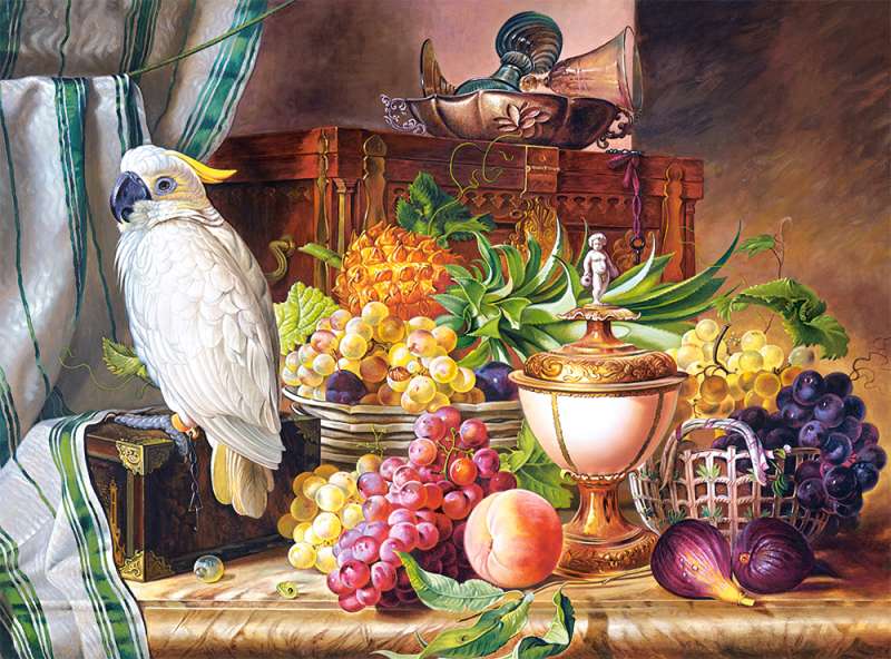 Puzzle Copy of Still Life With Fruit and a Cockatoo, Josef Schuster 3000 pieces.