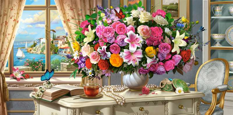 Puzzle Summer Flowers and Cup of Tea 4000 pcs.