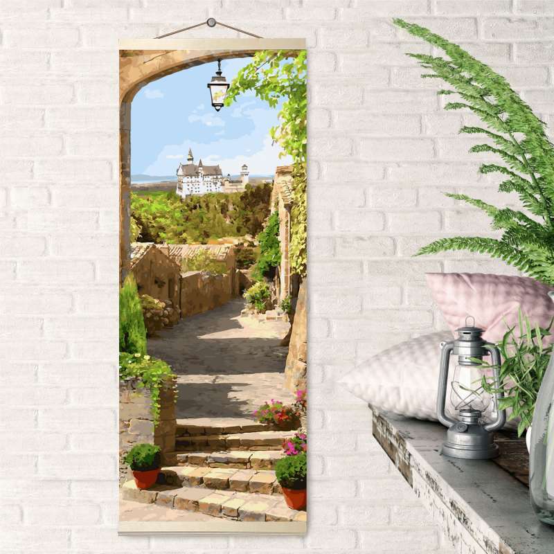 Paint by Numbers 35X90 Colorful Canvas PANNO. SHADY ALLEY 39 Colors
