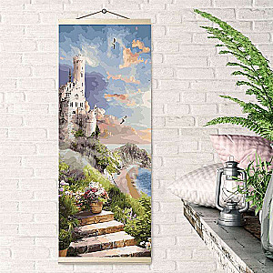 Painting by numbers 35X90 colorful canvas PANEL. SLEEPING BEAUTY CASTLE 41 colors