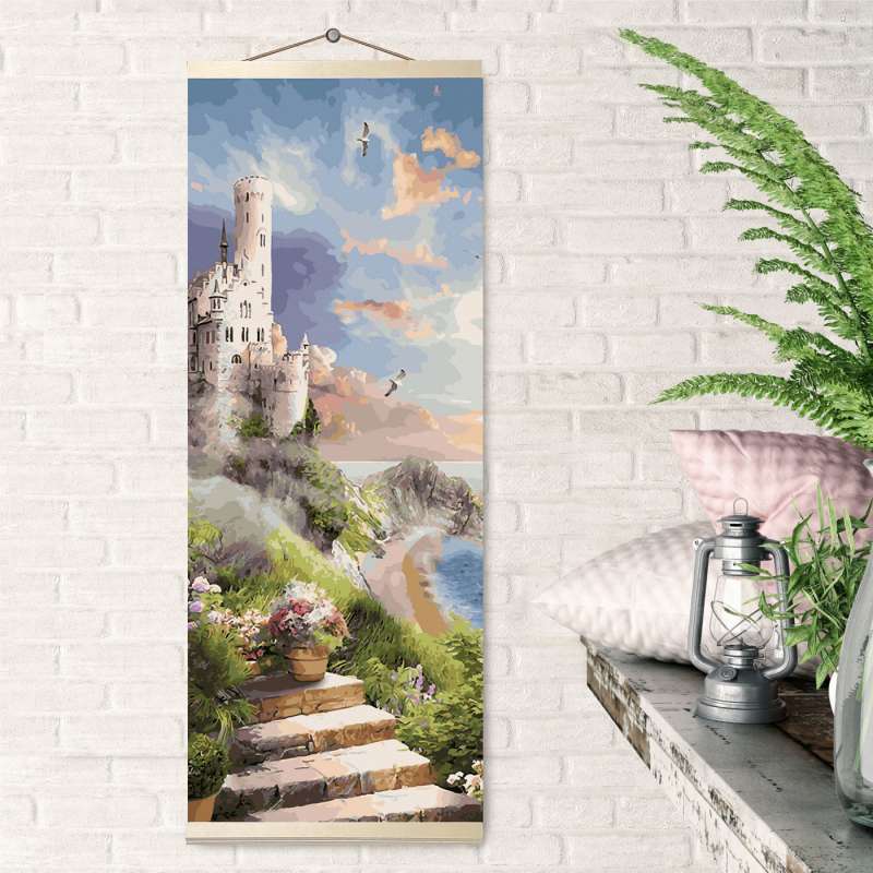 Painting by numbers 35X90 colorful canvas PANEL. SLEEPING BEAUTY CASTLE 41 colors