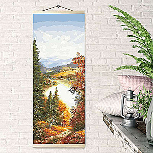 Numbered Painting 35X90 Color Canvas PANEL. GOLDEN AUTUMN 29 colors