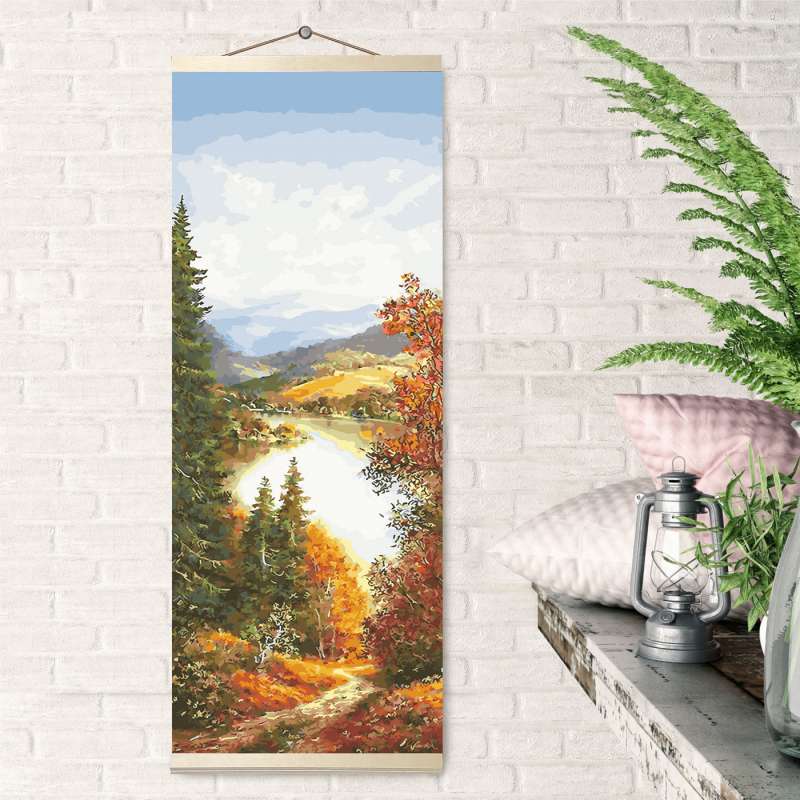 Numbered Painting 35X90 Color Canvas PANEL. GOLDEN AUTUMN 29 colors
