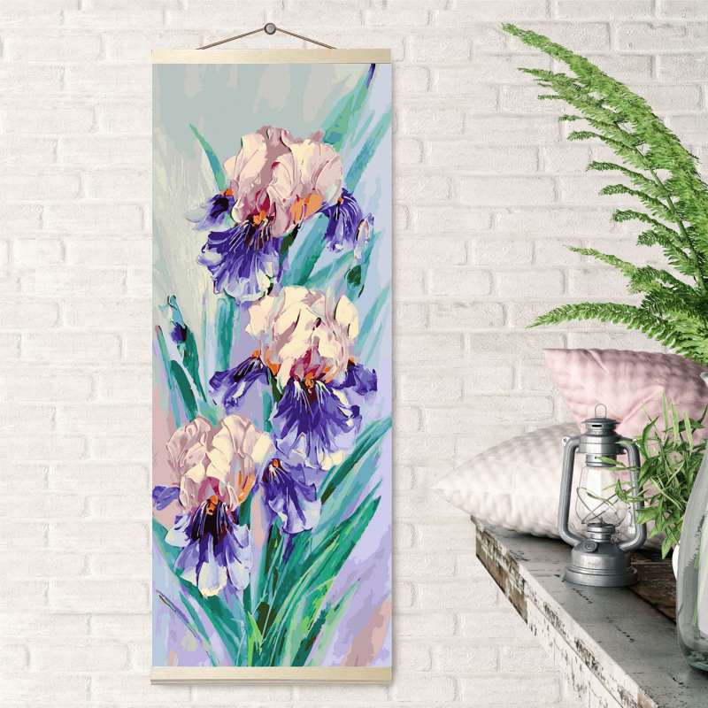 Paint by numbers 35X90 colorful canvas PANEL. BEAUTIFUL IRIS 35 colors