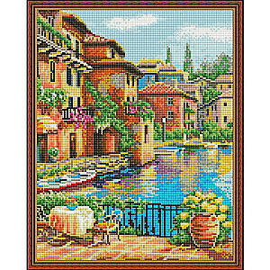 Diamond mosaic with applied frame 40x50 cm - Breakfast on the waterfront