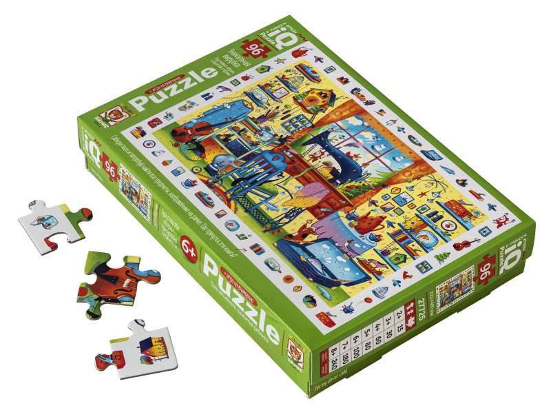 IQ Puzzle mit einem entwicklungsfördernden Spiel 96 Teile. Zu Besuch beim Schneider