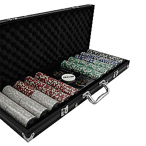 Poker Factory. Set of 500 poker chips with denominations in a black case