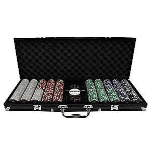 Poker Factory. Set of 500 poker chips with denominations in a black case