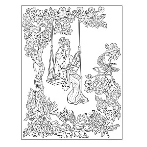 Japanese Garden. Coloring Guide to the World of Japanese Symbolism