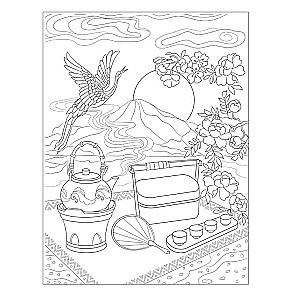 Japanese Garden. Coloring Guide to the World of Japanese Symbolism