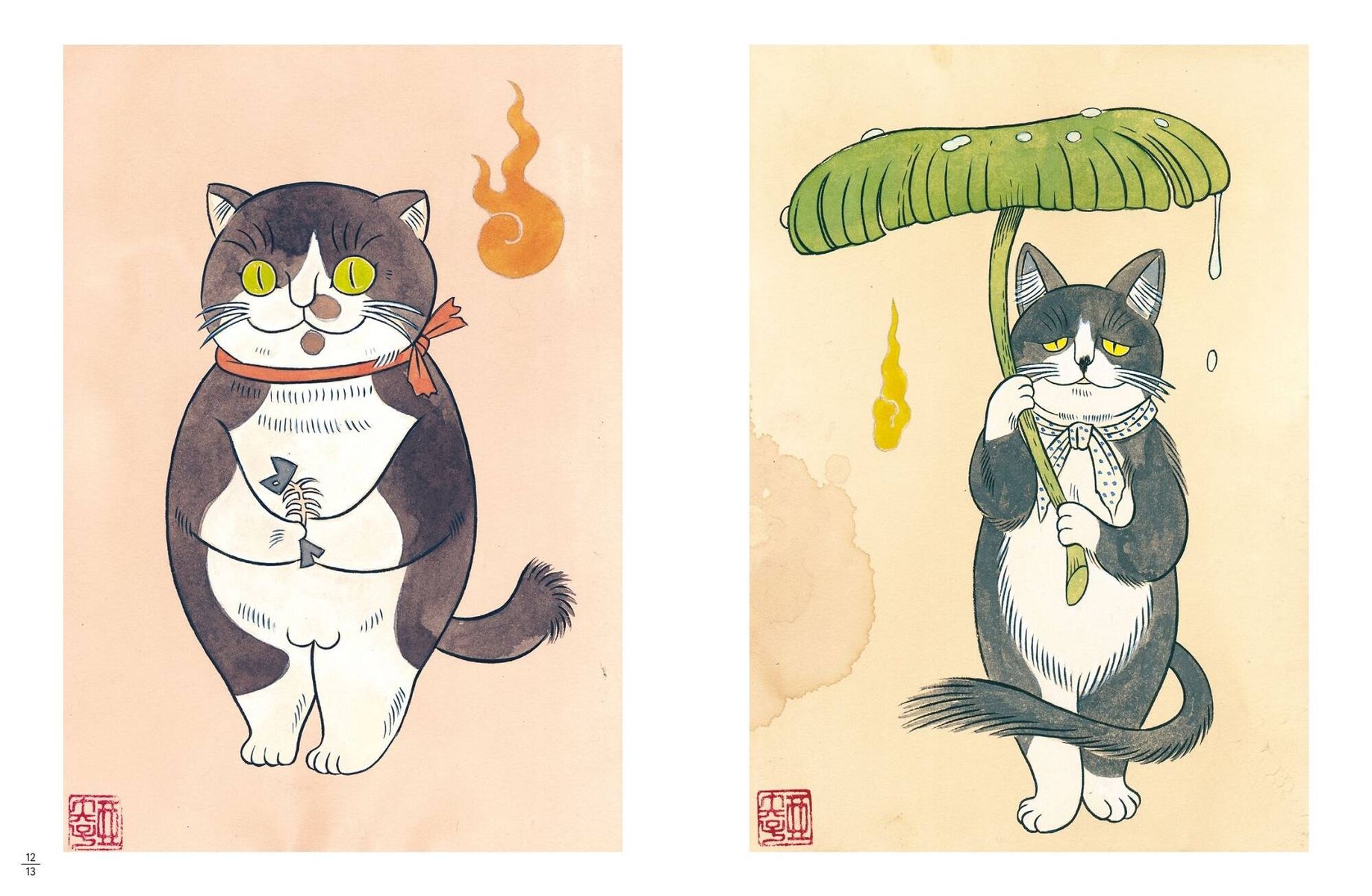 Yokai Cats, Kitsune Foxes, and Demons in Human Form. Illustrated Bestiary of Japanese Folklore