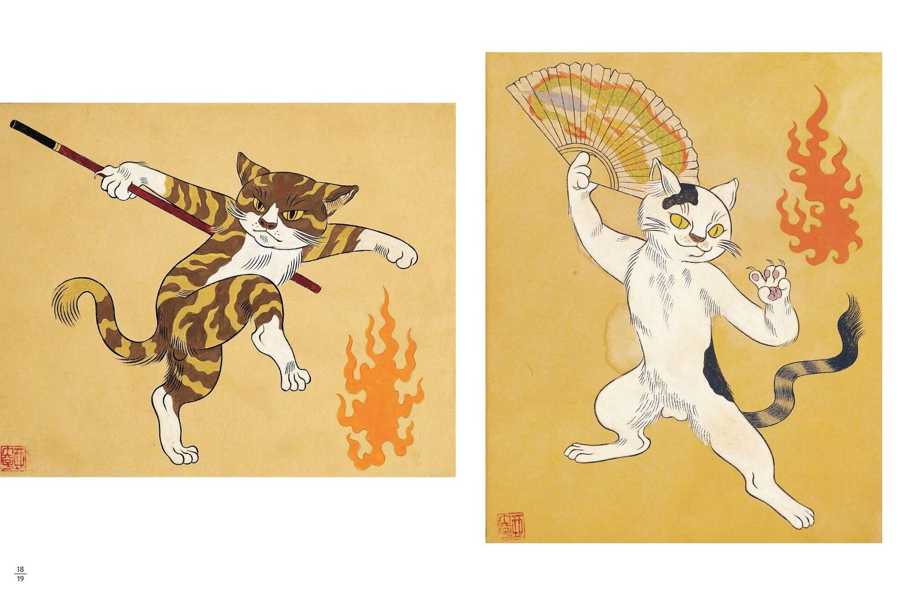 Yokai Cats, Kitsune Foxes, and Demons in Human Form. Illustrated Bestiary of Japanese Folklore