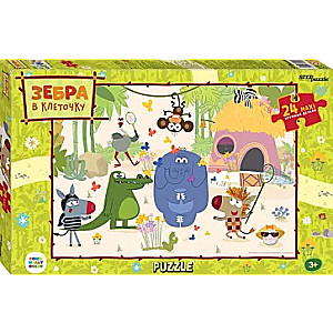 Mosaic puzzle maxi 24 Zebra in a checkerboard