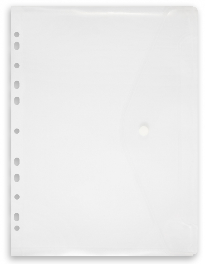 A4 folder with a button and perforation, translucent