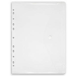 A4 folder with a button and perforation, translucent