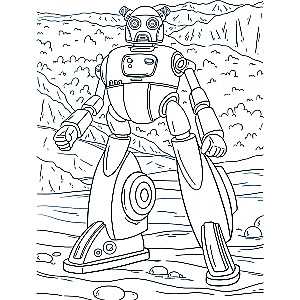Robots and Machines: Coloring Book