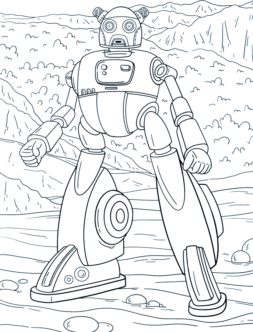 Robots and Machines: Coloring Book