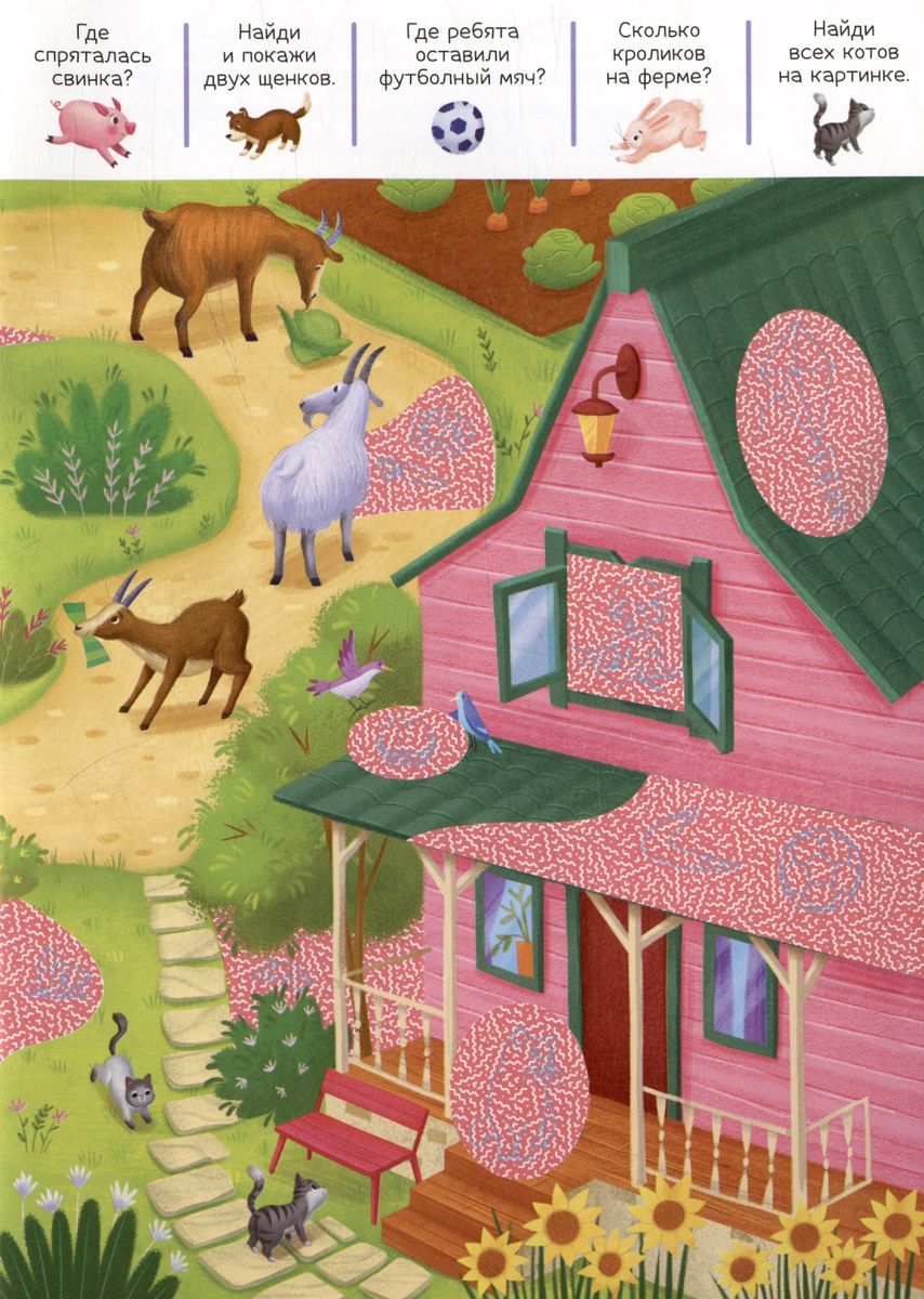 Book with a Magnifying Glass. Adventures on the Farm