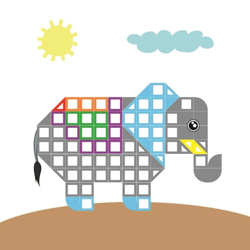 Sticker Mosaic for Toddlers. Level 3. With an Elephant