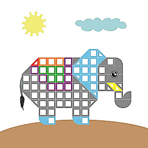 Sticker Mosaic for Toddlers. Level 3. With an Elephant