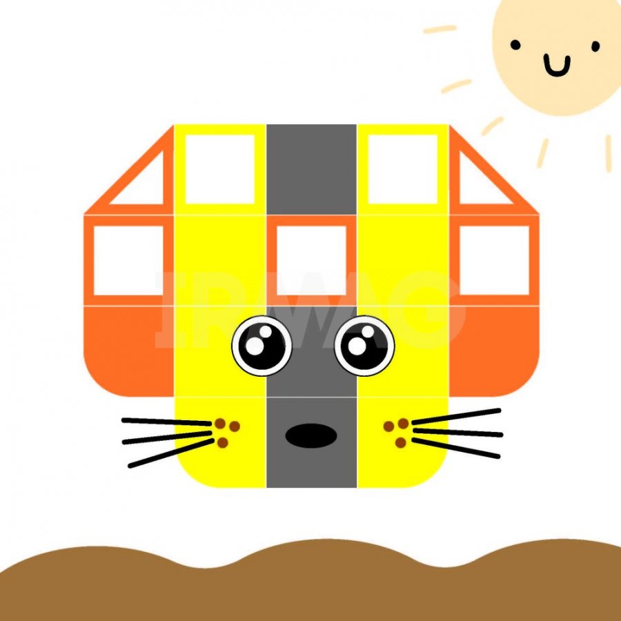 Sticker Mosaic for Toddlers. Level 1. With a Kitten