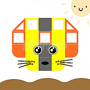 Sticker Mosaic for Toddlers. Level 1. With a Kitten