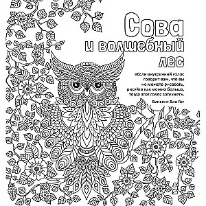 Anti-stress Coloring Book. Owl and the Magic Forest