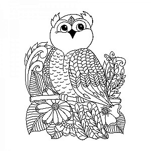 Anti-stress Coloring Book. Owl and the Magic Forest