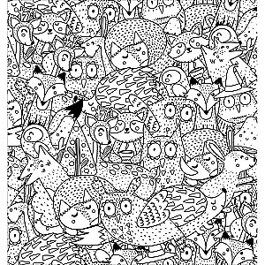 Anti-stress Coloring Book. Owl and the Magic Forest