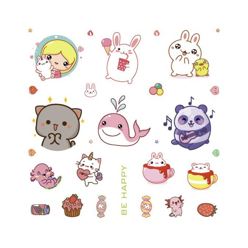 Kawaii Vibe Notebook (pink, avocado)