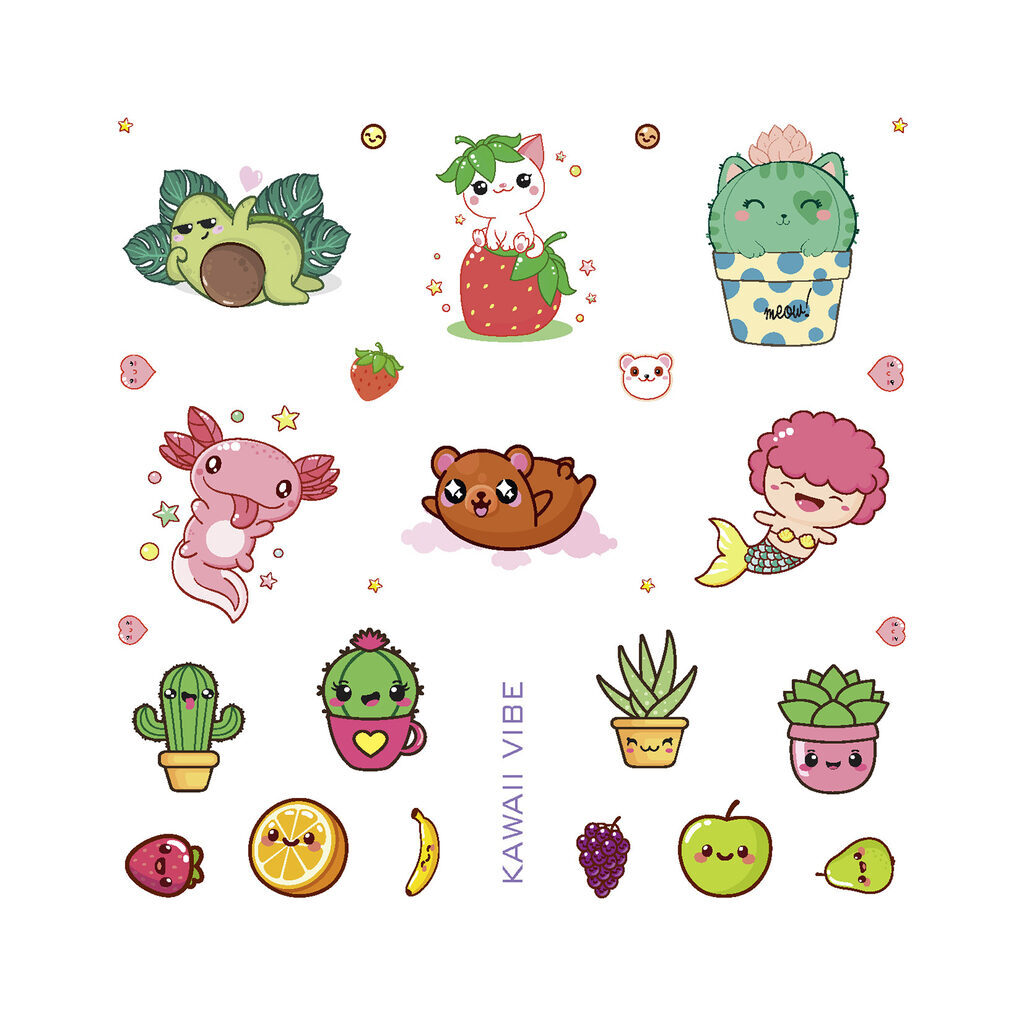 Kawaii Vibe Notebook (pink, avocado)