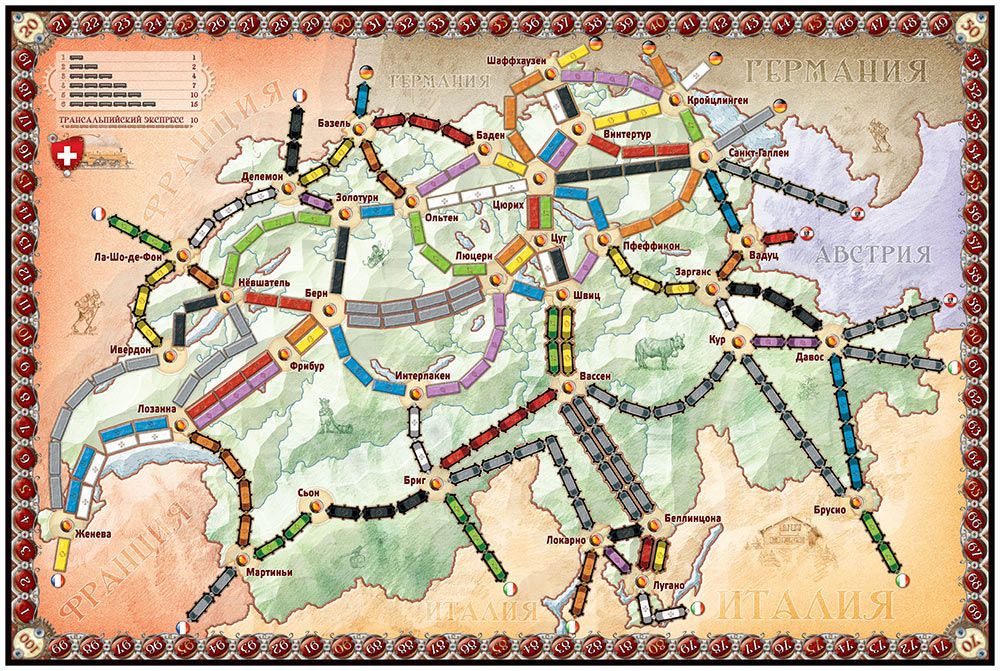 Board game Ticket to Ride: India and Switzerland