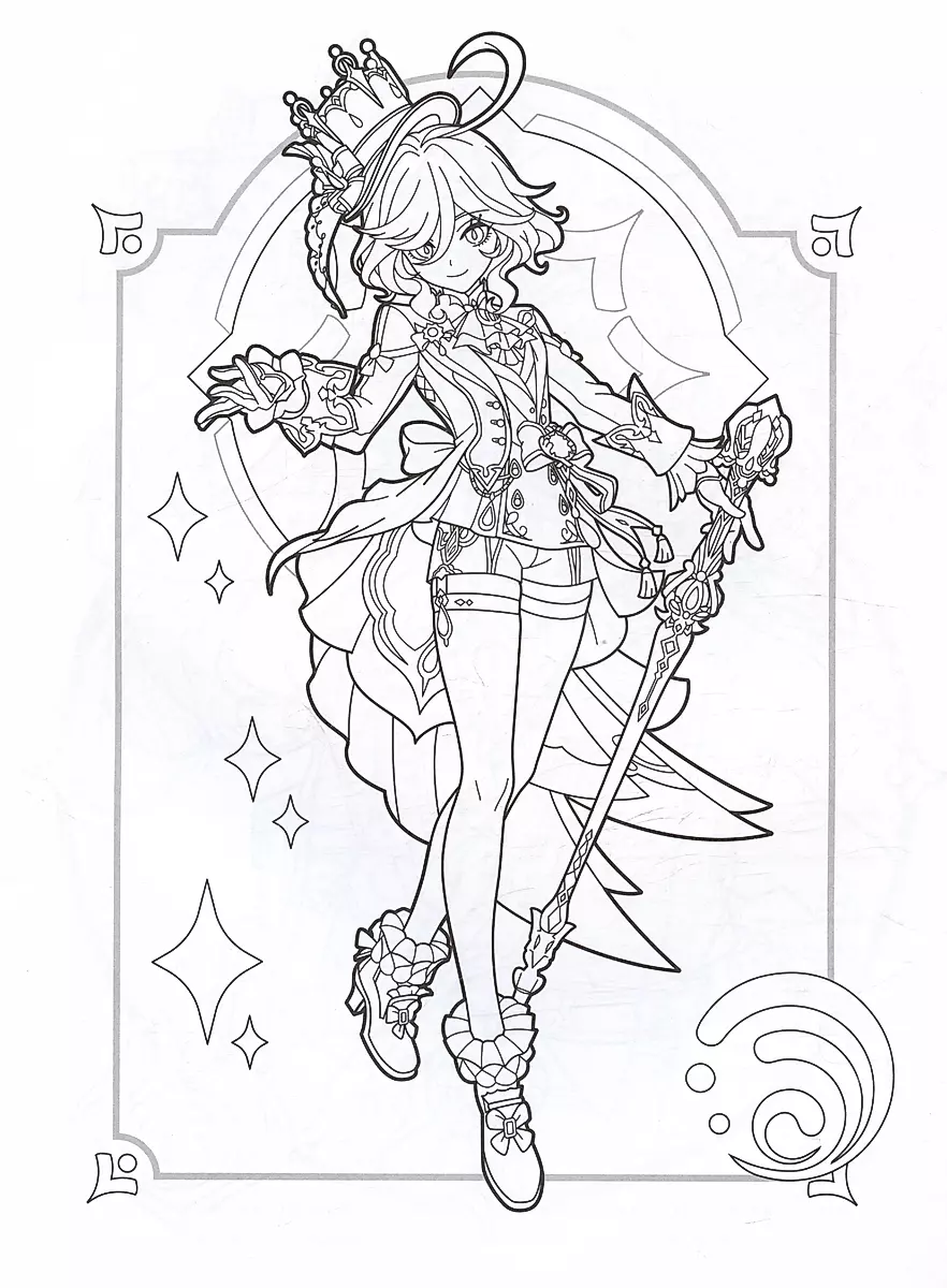 Genshin Impact. Heroes of the Genshin Universe. Coloring Book (Purple)
