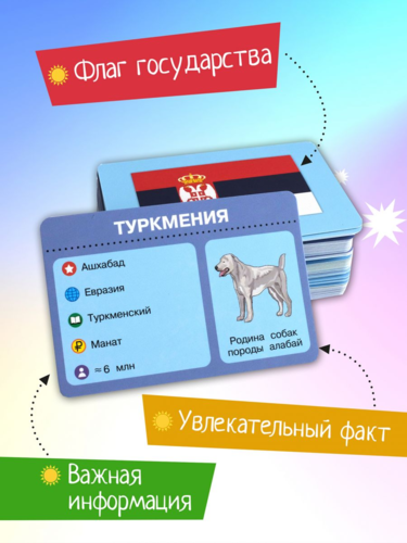 Set of Educational Cards for Children Flags and Countries 100 Countries