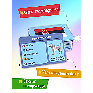 Set of Educational Cards for Children Flags and Countries 100 Countries