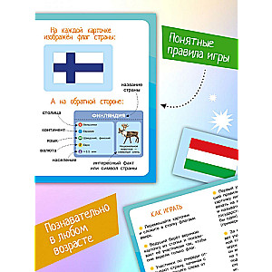 Set of Educational Cards for Children Flags and Countries 100 Countries